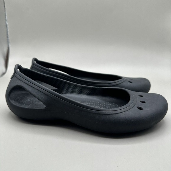 Crocs At Work Womens Kadee Black Slip Resistant Comfort Ballet Flat Size 6 - Picture 1 of 6